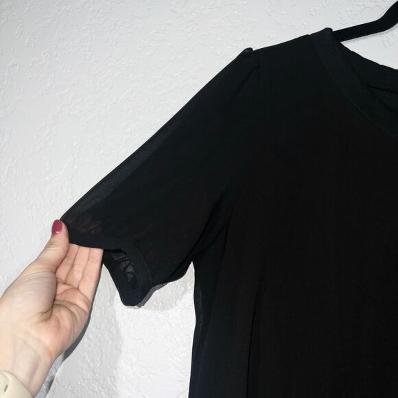 Panitti Black Overlay Striped A-Line Dress Size Medium‎ - Picture 2 of 10